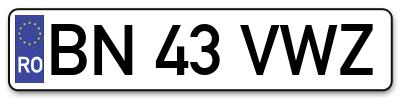 Placuta inmatriculare numar auto  BN-43-VWZ, BN 43 VWZ, BN43VWZ