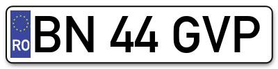 Placuta inmatriculare numar auto  BN-44-GVP, BN 44 GVP, BN44GVP