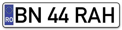 Placuta inmatriculare numar auto  BN-44-RAH, BN 44 RAH, BN44RAH