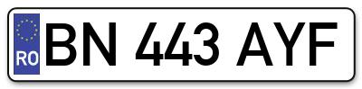 Placuta inmatriculare numar auto  BN-443-AYF, BN 443 AYF, BN443AYF
