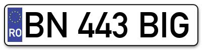 Placuta inmatriculare numar auto  BN-443-BIG, BN 443 BIG, BN443BIG