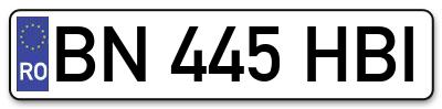 Placuta inmatriculare numar auto  BN-445-HBI, BN 445 HBI, BN445HBI