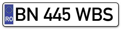 Placuta inmatriculare numar auto  BN-445-WBS, BN 445 WBS, BN445WBS