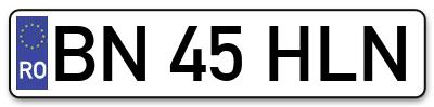 Placuta inmatriculare numar auto  BN-45-HLN, BN 45 HLN, BN45HLN
