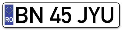 Placuta inmatriculare numar auto  BN-45-JYU, BN 45 JYU, BN45JYU