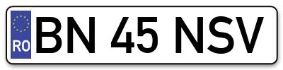 Placuta inmatriculare numar auto  BN-45-NSV, BN 45 NSV, BN45NSV