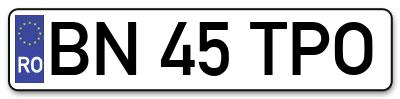 Placuta inmatriculare numar auto  BN-45-TPO, BN 45 TPO, BN45TPO