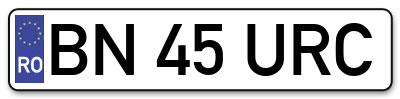 Placuta inmatriculare numar auto  BN-45-URC, BN 45 URC, BN45URC