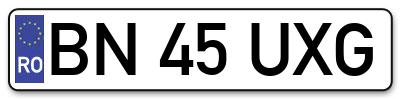 Placuta inmatriculare numar auto  BN-45-UXG, BN 45 UXG, BN45UXG