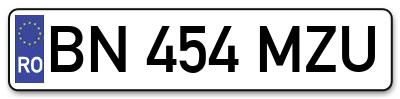 Placuta inmatriculare numar auto  BN-454-MZU, BN 454 MZU, BN454MZU