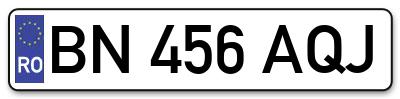 Placuta inmatriculare numar auto  BN-456-AQJ, BN 456 AQJ, BN456AQJ