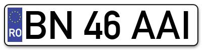 Placuta inmatriculare numar auto  BN-46-AAI, BN 46 AAI, BN46AAI