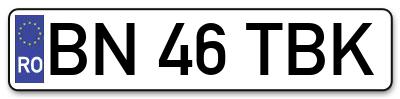 Placuta inmatriculare numar auto  BN-46-TBK, BN 46 TBK, BN46TBK