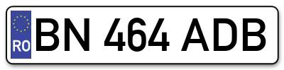 Placuta inmatriculare numar auto  BN-464-ADB, BN 464 ADB, BN464ADB