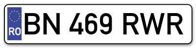 Placuta inmatriculare numar auto  BN-469-RWR, BN 469 RWR, BN469RWR