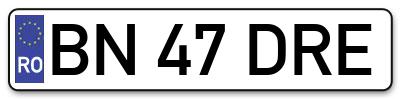 Placuta inmatriculare numar auto  BN-47-DRE, BN 47 DRE, BN47DRE