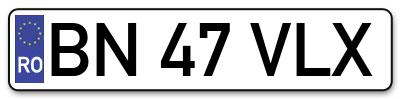 Placuta inmatriculare numar auto  BN-47-VLX, BN 47 VLX, BN47VLX