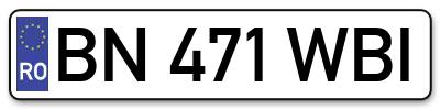 Placuta inmatriculare numar auto  BN-471-WBI, BN 471 WBI, BN471WBI