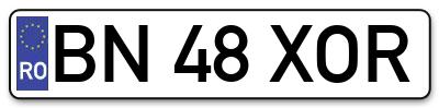 Placuta inmatriculare numar auto  BN-48-XOR, BN 48 XOR, BN48XOR