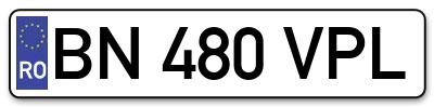 Placuta inmatriculare numar auto  BN-480-VPL, BN 480 VPL, BN480VPL