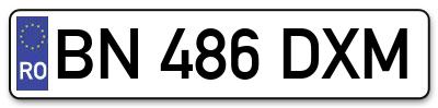 Placuta inmatriculare numar auto  BN-486-DXM, BN 486 DXM, BN486DXM