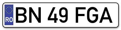 Placuta inmatriculare numar auto  BN-49-FGA, BN 49 FGA, BN49FGA