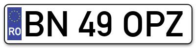 Placuta inmatriculare numar auto  BN-49-OPZ, BN 49 OPZ, BN49OPZ