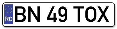 Placuta inmatriculare numar auto  BN-49-TOX, BN 49 TOX, BN49TOX