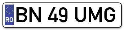 Placuta inmatriculare numar auto  BN-49-UMG, BN 49 UMG, BN49UMG