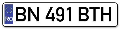 Placuta inmatriculare numar auto  BN-491-BTH, BN 491 BTH, BN491BTH