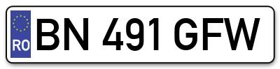 Placuta inmatriculare numar auto  BN-491-GFW, BN 491 GFW, BN491GFW