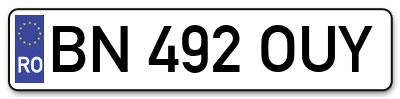 Placuta inmatriculare numar auto  BN-492-OUY, BN 492 OUY, BN492OUY