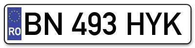 Placuta inmatriculare numar auto  BN-493-HYK, BN 493 HYK, BN493HYK