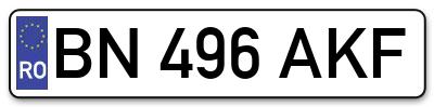 Placuta inmatriculare numar auto  BN-496-AKF, BN 496 AKF, BN496AKF
