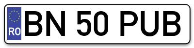 Placuta inmatriculare numar auto  BN-50-PUB, BN 50 PUB, BN50PUB