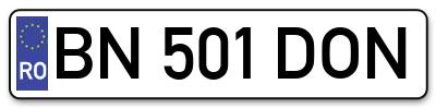 Placuta inmatriculare numar auto  BN-501-DON, BN 501 DON, BN501DON