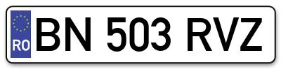 Placuta inmatriculare numar auto  BN-503-RVZ, BN 503 RVZ, BN503RVZ
