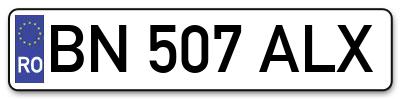 Placuta inmatriculare numar auto  BN-507-ALX, BN 507 ALX, BN507ALX