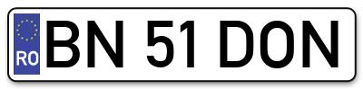 Placuta inmatriculare numar auto  BN-51-DON, BN 51 DON, BN51DON