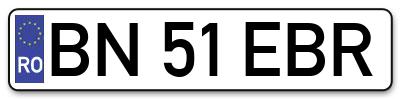 Placuta inmatriculare numar auto  BN-51-EBR, BN 51 EBR, BN51EBR