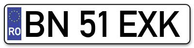 Placuta inmatriculare numar auto  BN-51-EXK, BN 51 EXK, BN51EXK