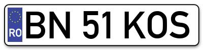 Placuta inmatriculare numar auto  BN-51-KOS, BN 51 KOS, BN51KOS