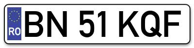 Placuta inmatriculare numar auto  BN-51-KQF, BN 51 KQF, BN51KQF