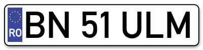 Placuta inmatriculare numar auto  BN-51-ULM, BN 51 ULM, BN51ULM