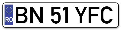 Placuta inmatriculare numar auto  BN-51-YFC, BN 51 YFC, BN51YFC