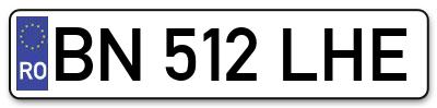 Placuta inmatriculare numar auto  BN-512-LHE, BN 512 LHE, BN512LHE