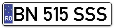 Placuta inmatriculare numar auto  BN-515-SSS, BN 515 SSS, BN515SSS