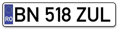 Placuta inmatriculare numar auto  BN-518-ZUL, BN 518 ZUL, BN518ZUL