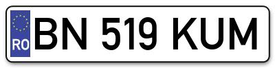 Placuta inmatriculare numar auto  BN-519-KUM, BN 519 KUM, BN519KUM