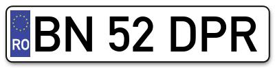 Placuta inmatriculare numar auto  BN-52-DPR, BN 52 DPR, BN52DPR